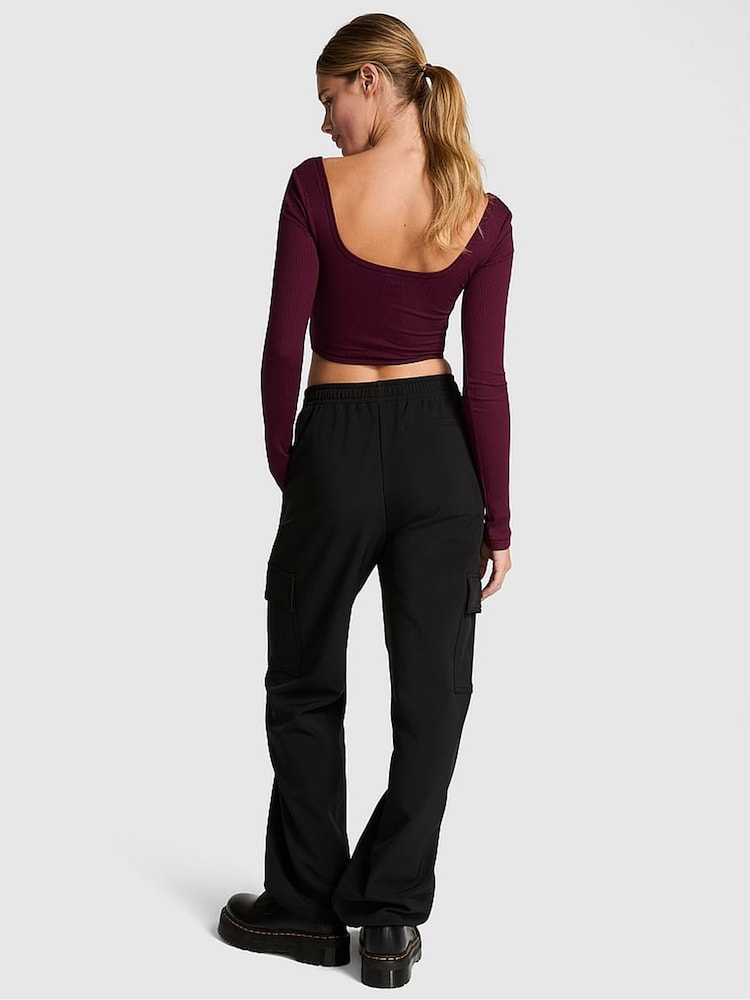 Victoria's Secret PINK Black Fleece Cargo Trousers - Image 2 of 3