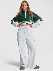 Victoria's Secret PINK Hydrangea Blue Fleece Wide Leg Cargo Joggers - Image 1 of 3