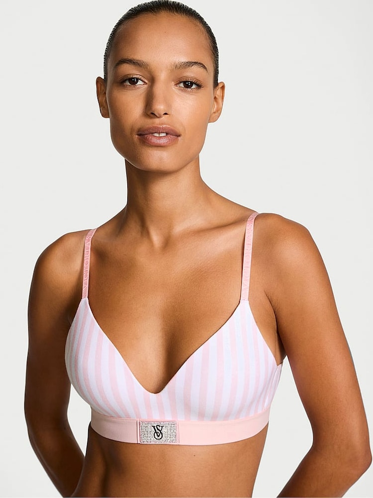 Roze gestreept met mooie bloesem - Victoria's Secret glanzende beha - Image 1 of 3