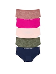 Victoria's Secret Pink/Green/Blue Hipster 5 Pack Knickers - Image 1 of 1