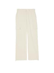 Victoria's Secret PINK White Shell Fleece Cargo Trousers - Image 1 of 3