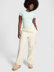 Victoria's Secret PINK White Shell Fleece Cargo Trousers - Image 2 of 3