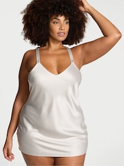 Victoria's Secret Delfin Grey Shine Strappy Back Satin Slip Dress - Image 2 of 2