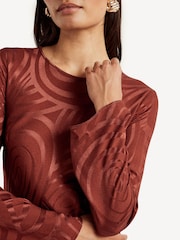 Rixo Red Alondra Whirlpool Jacquard Print Maxi Dress - Image 11 of 12