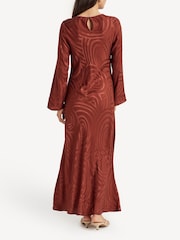 Rixo Red Alondra Whirlpool Jacquard Print Maxi Dress - Image 2 of 12
