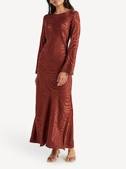 Rixo Red Alondra Whirlpool Jacquard Print Maxi Dress - Image 3 of 12