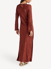 Rixo Red Alondra Whirlpool Jacquard Print Maxi Dress - Image 6 of 12