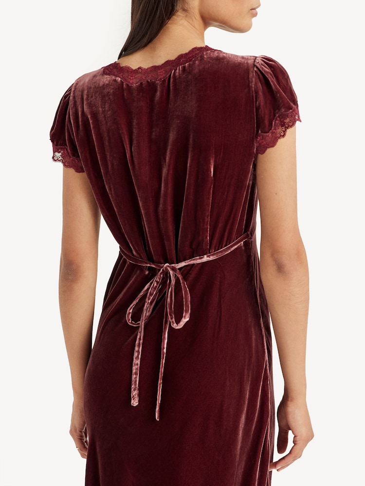 Rixo Red Clarice Velvet Midi Dress | Seasons