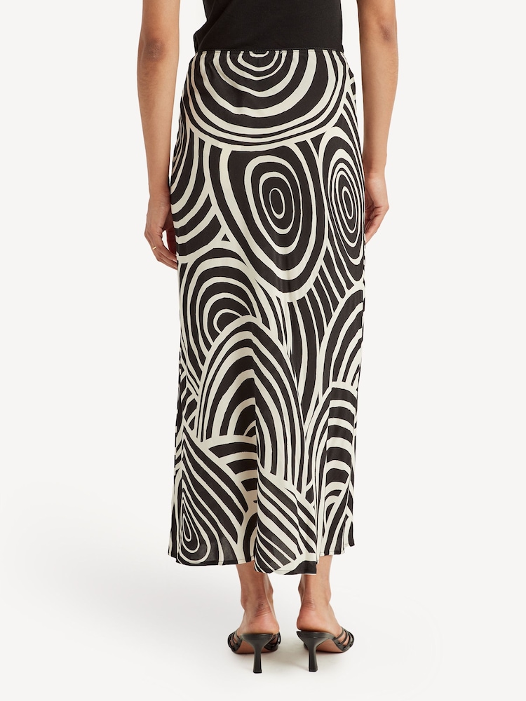 Rixo Black Ardith Whirlpool Print Midi Skirt - Image 2 of 4