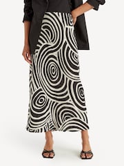 Rixo Black Ardith Whirlpool Print Midi Skirt - Image 4 of 4