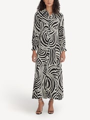 Rixo Black Maddison Whirlpool Midi Shirt Dress - Image 1 of 4