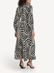 Rixo Black Maddison Whirlpool Midi Shirt Dress - Image 2 of 4