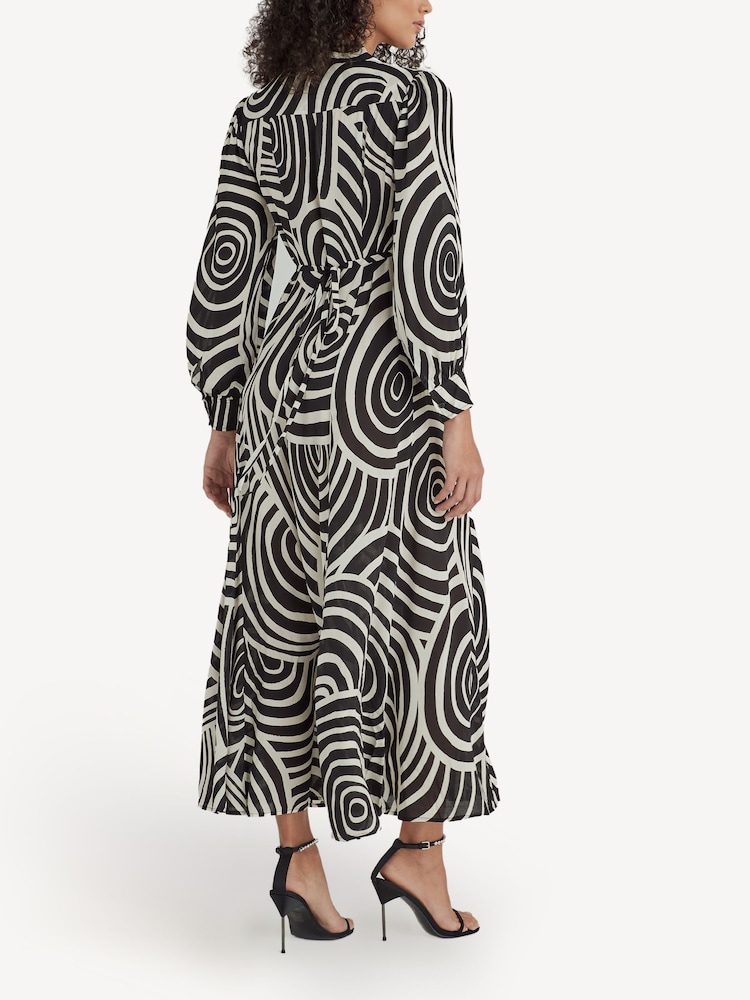 Rixo Black Maddison Whirlpool Midi Shirt Dress - Image 2 of 4