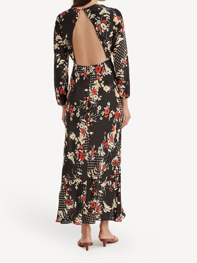 Rixo Black Rose Floral Slit Maxi Dress - Image 2 of 4