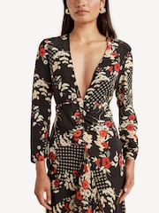 Rixo Black Rose Floral Slit Maxi Dress - Image 3 of 4