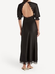Rixo Black Annina Lace Trim Midi Dress - Image 2 of 5