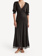 Rixo Black Annina Lace Trim Midi Dress - Image 3 of 5