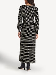 Rixo Black Gold Foil Mavis Midi Dress - Image 2 of 3