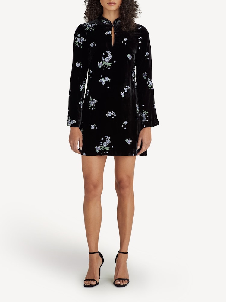 Rixo Blue Calla Blossom Print Mini Dress - Image 1 of 6 Rixo Blue Calla Blossom Print Mini Dress - Image 1 of 6