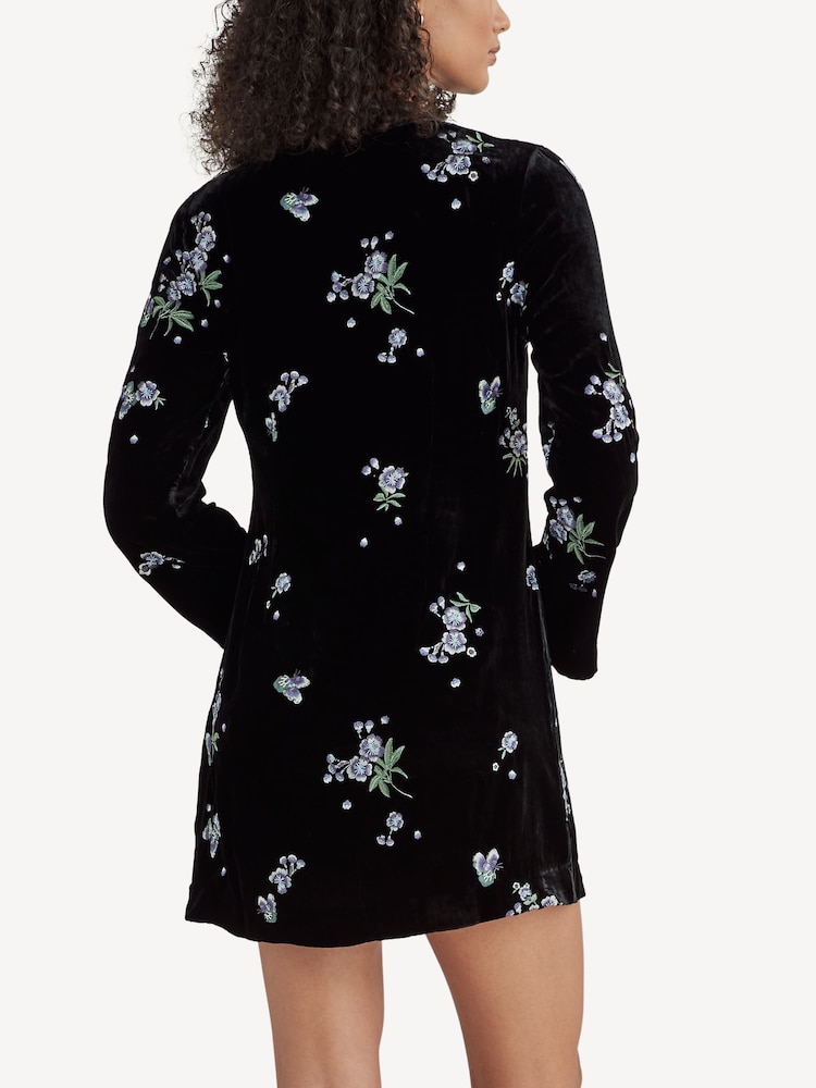 Rixo Blue Calla Blossom Print Mini Dress - Image 2 of 6 Rixo Blue Calla Blossom Print Mini Dress - Image 2 of 6