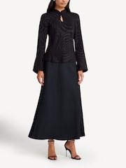 Rixo Black Wylder Whirlpool Jacquard Print Blouse - Image 1 of 4