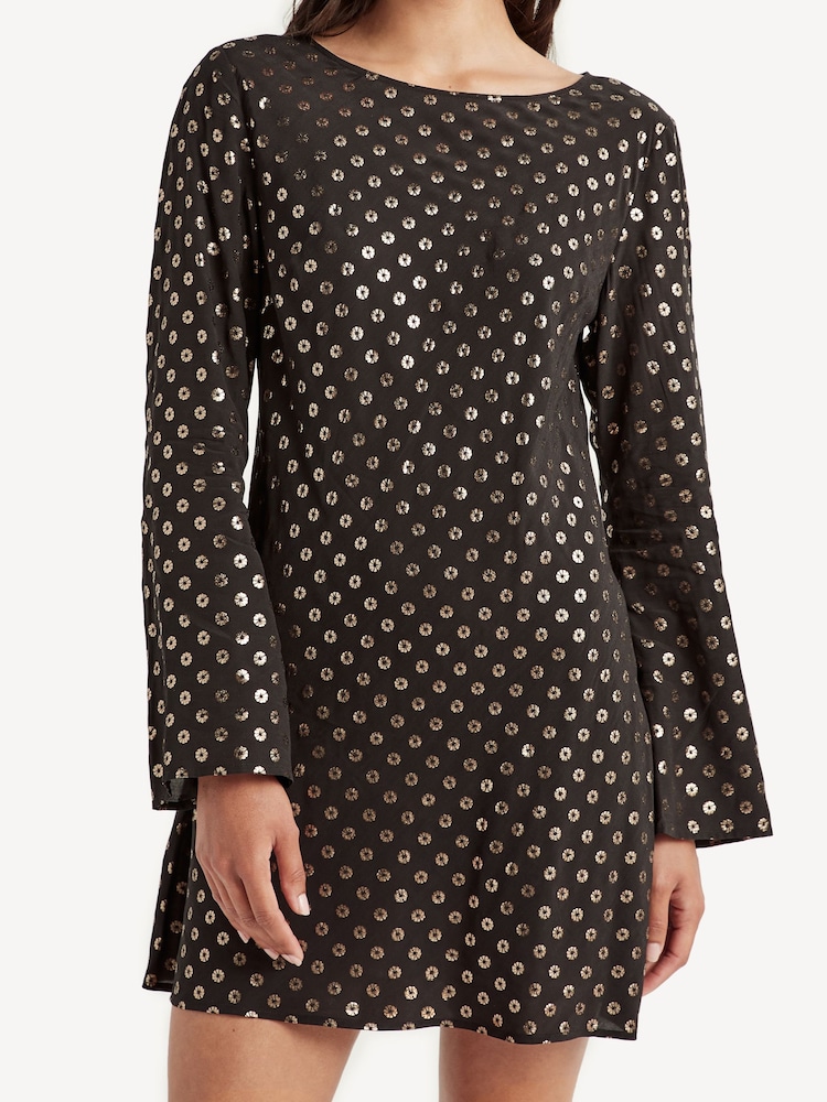 Rixo Black Ridley Shibori Gold Mini Dress - Image 1 of 4