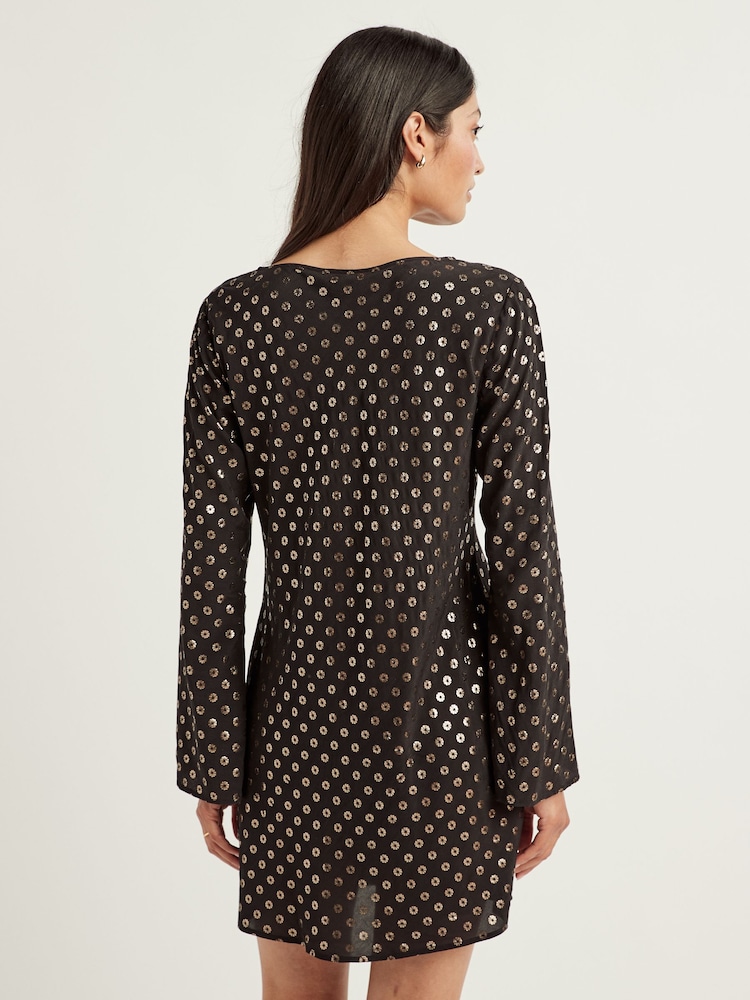 Rixo Black Ridley Shibori Gold Mini Dress - Image 2 of 4