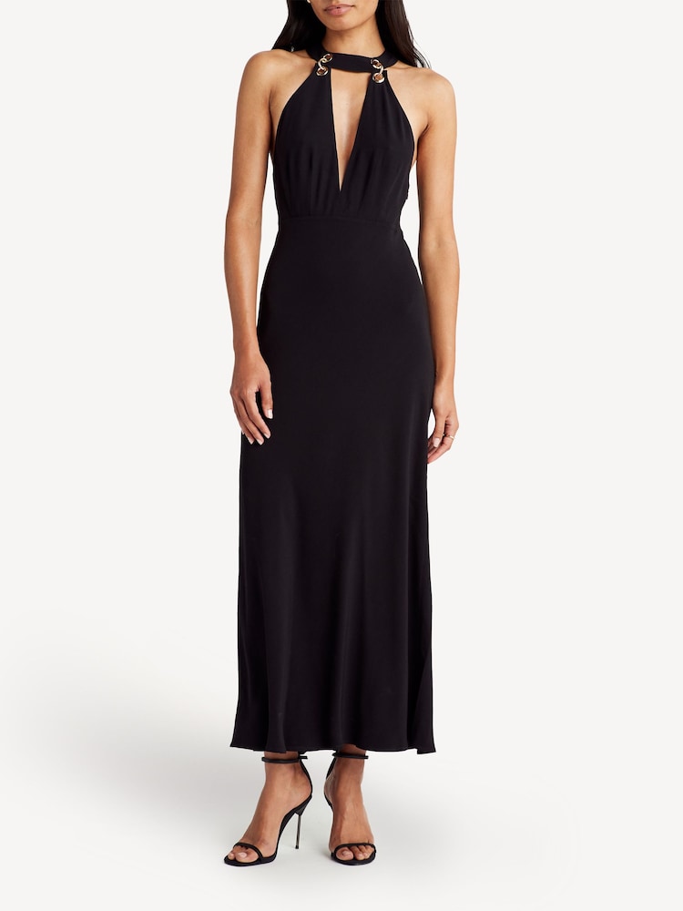 Rixo Black Eleanora Halter Neck Maxi Dress - Image 1 of 5