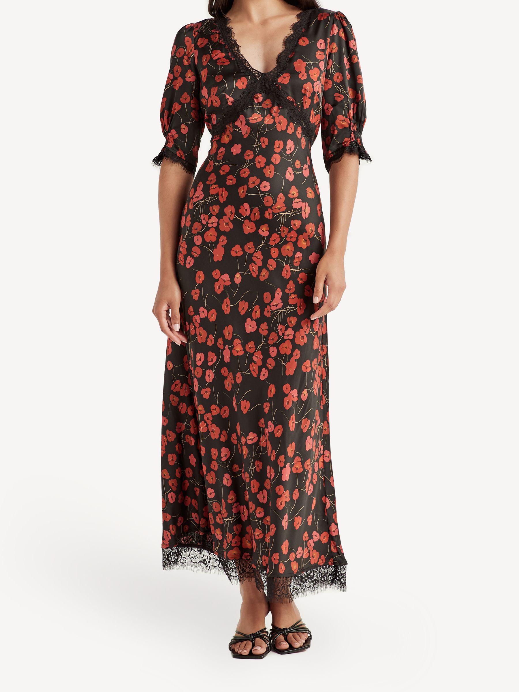 rinna Annina Satin Midi Dress in Black | RIXO ⋆