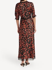Rixo Red Annina Lace Trim Midi Dress - Image 2 of 4