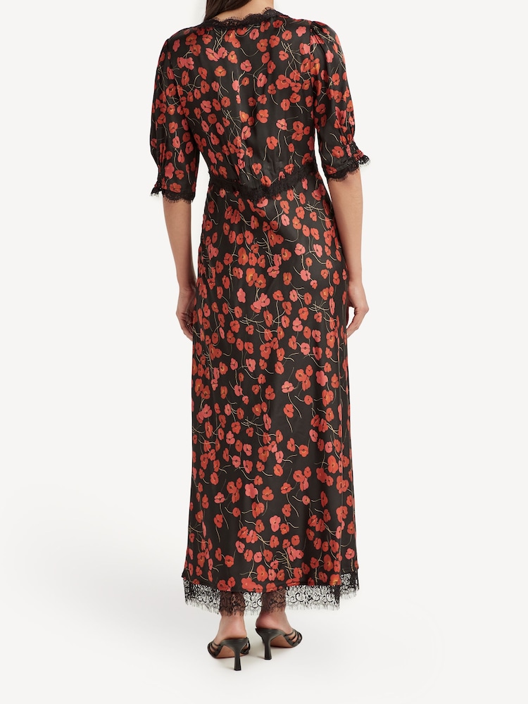 Rixo Red Annina Lace Trim Midi Dress - Image 2 of 4