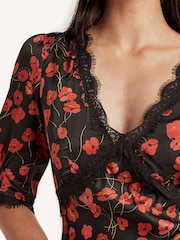 Rixo Red Annina Lace Trim Midi Dress - Image 4 of 4