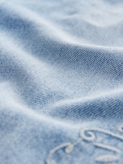 Mid Blue 100% Cotton Embroidered Straight Leg Jeans - Image 8 of 9