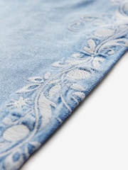 Mid Blue 100% Cotton Embroidered Straight Leg Jeans - Image 9 of 9