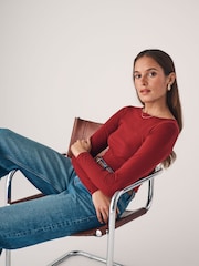 The Set Black/Berry Red/Taupe Brown/White 4 Pack Boat Neck Long Sleeve Tops - Image 1 of 11