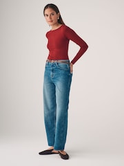 The Set Black/Berry Red/Taupe Brown/White 4 Pack Boat Neck Long Sleeve Tops - Image 3 of 11
