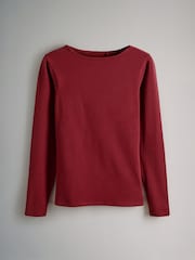 The Set Black/Berry Red/Taupe Brown/White 4 Pack Boat Neck Long Sleeve Tops - Image 6 of 11