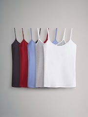 The Set Black/White/Red/Blue/Stripe 5 Pack Thin Strap Vest Tops - Image 1 of 13