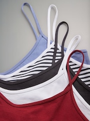 The Set Black/White/Red/Blue/Stripe 5 Pack Thin Strap Vest Tops - Image 12 of 13
