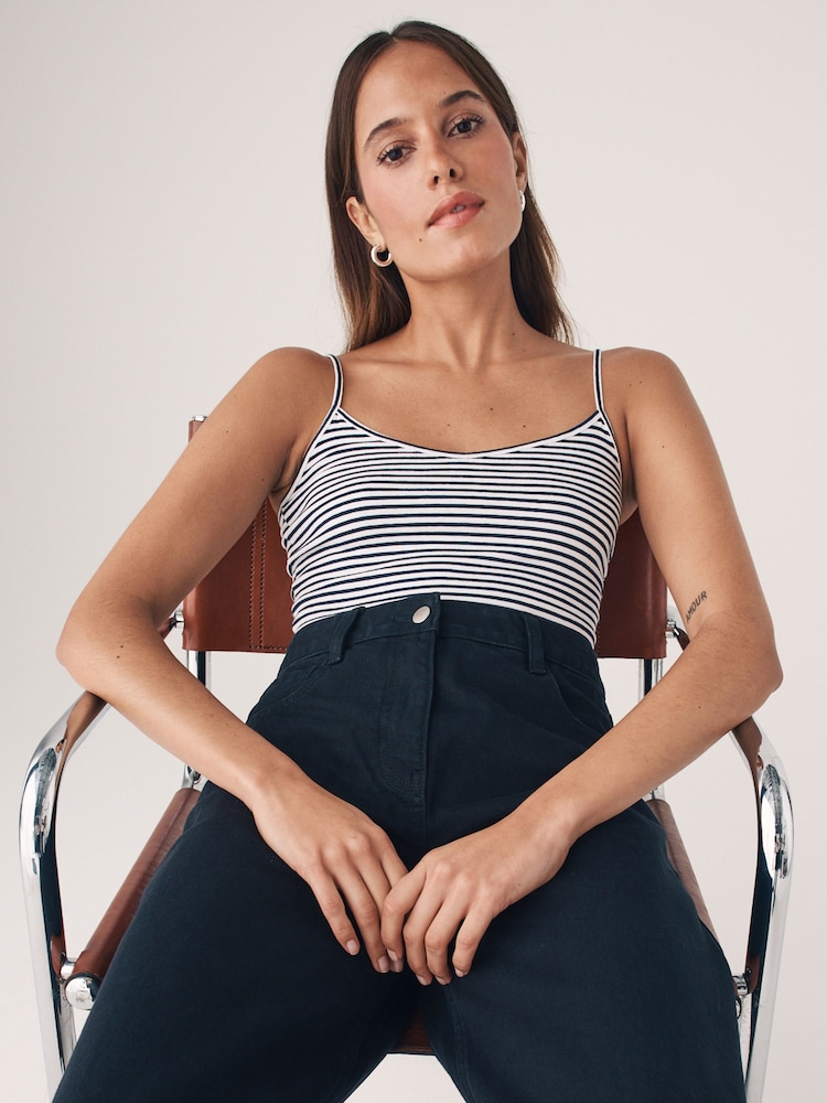 The Set Black/White/Red/Blue/Stripe 5 Pack Thin Strap Vest Tops - Image 2 of 13