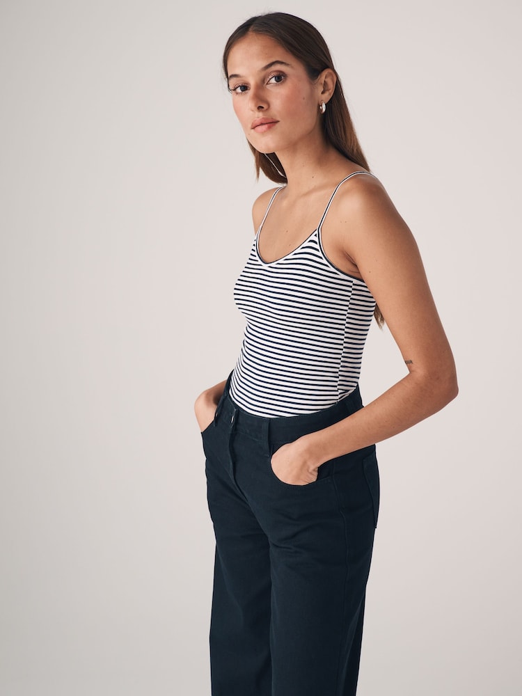 The Set Black/White/Red/Blue/Stripe 5 Pack Thin Strap Vest Tops - Image 4 of 13