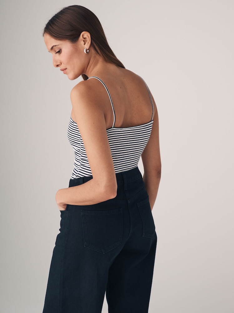 The Set Black/White/Red/Blue/Stripe 5 Pack Thin Strap Vest Tops - Image 5 of 13