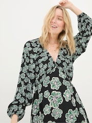 FatFace Noelle Black Spaced Floral Midi Dress - Image 4 of 6