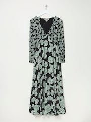 FatFace Noelle Black Spaced Floral Midi Dress - Image 6 of 6