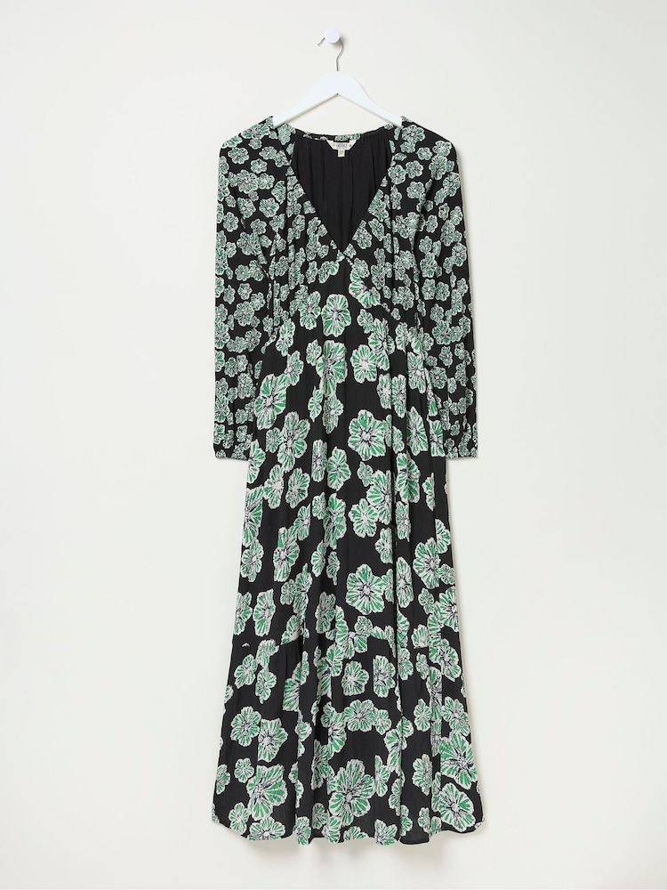 FatFace Noelle Black Spaced Floral Midi Dress - Image 6 of 6