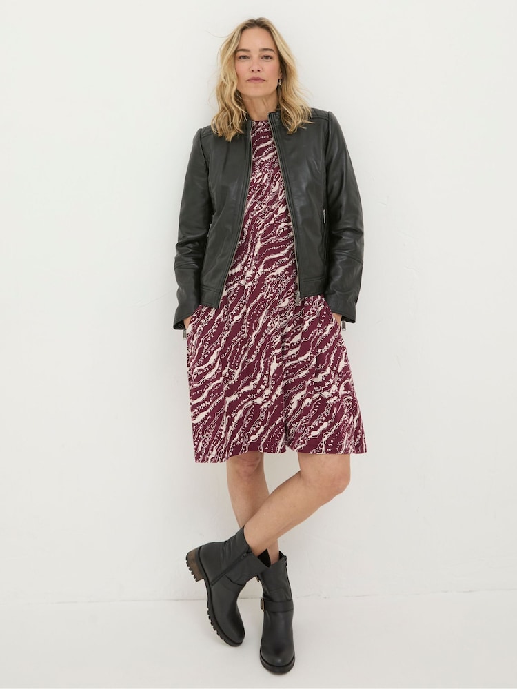 FatFace Leanna Black Quilted Leather Jacket - Image 2 of 5