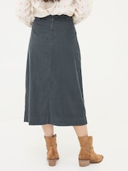FatFace Leigh Grey Cord Midi Skirt - Image 2 of 5