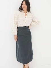 FatFace Leigh Grey Cord Midi Skirt - Image 3 of 5