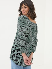 FatFace Caitlin Washed Black Spaced Floral Tunic - Image 2 of 6
