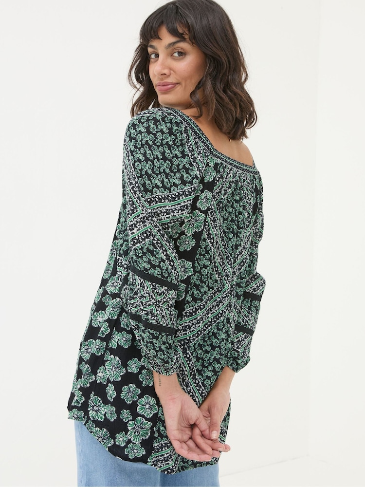 FatFace Caitlin Washed Black Spaced Floral Tunic - Image 2 of 6